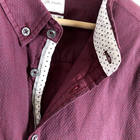 JB Holt Shirt Maroon Textured Athletic Fit Collared Button Down Size X Large - Picture 7 of 12